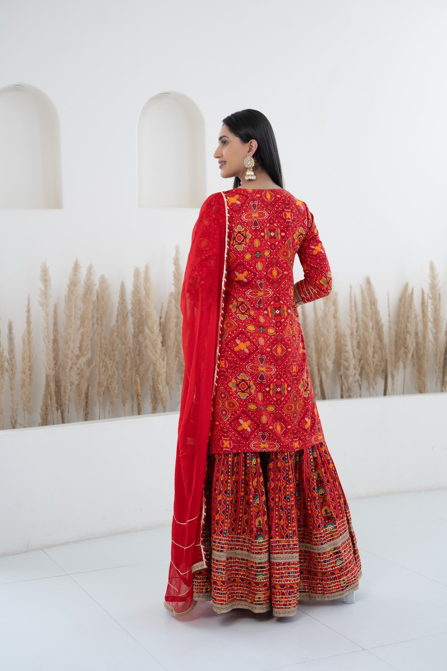 Red Sharara set for women by Myshka
