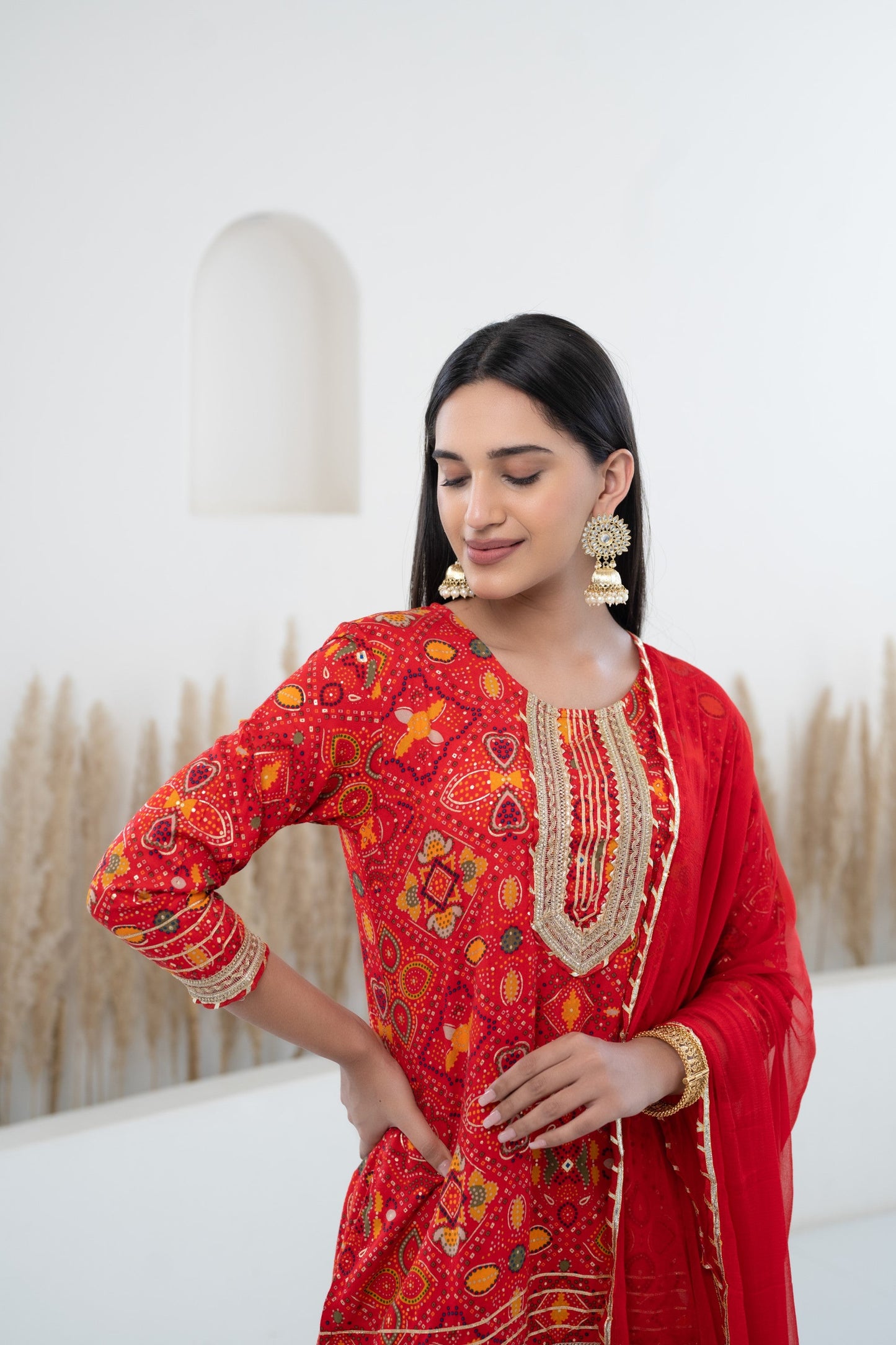 Red Sharara set for women by Myshka