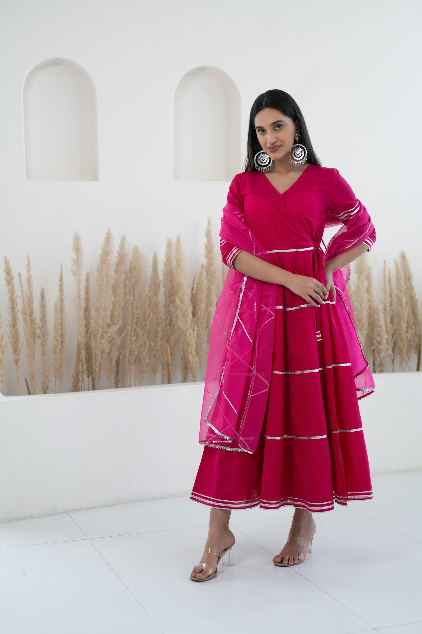 Womenâ€™s Pink Anarkali Gown with Dupatta by Myshka-