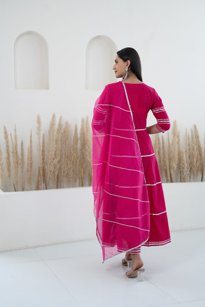 Womenâ€™s Pink Anarkali Gown with Dupatta by Myshka-