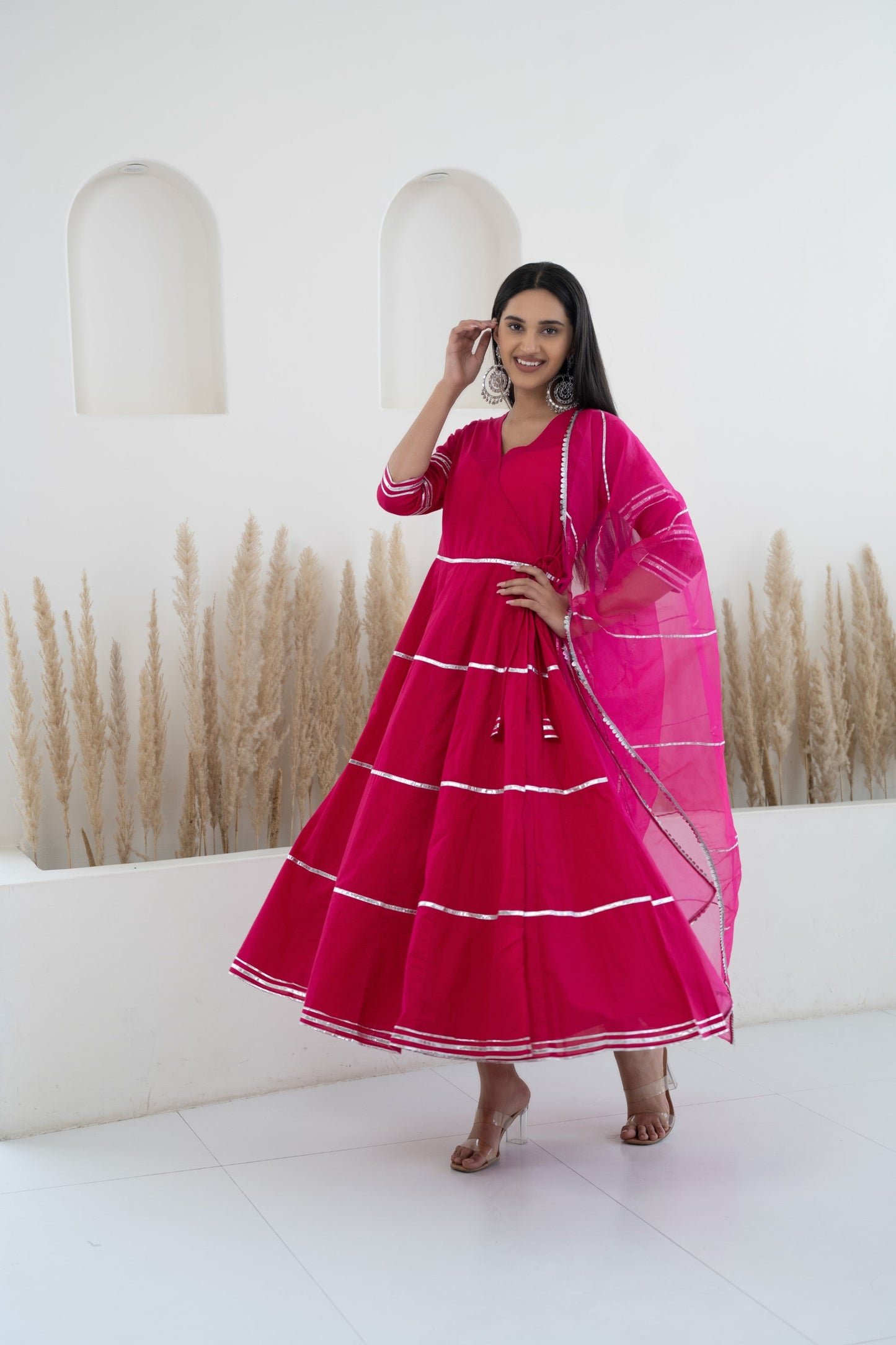 Womenâ€™s Pink Anarkali Gown with Dupatta by Myshka-