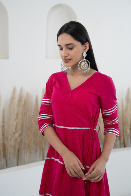 Womenâ€™s Pink Anarkali Gown with Dupatta by Myshka-