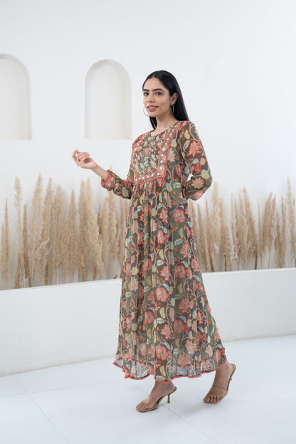 Womenâ€™s Floral Printed Traditional Dress by Myshka-