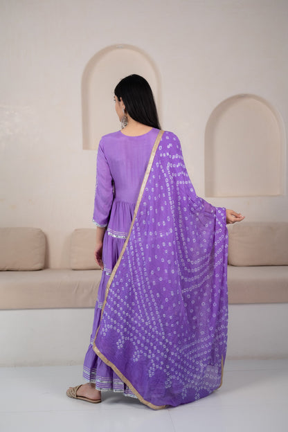 Womenâ€™s Lavender Angrakha Kurta set by Myshka
