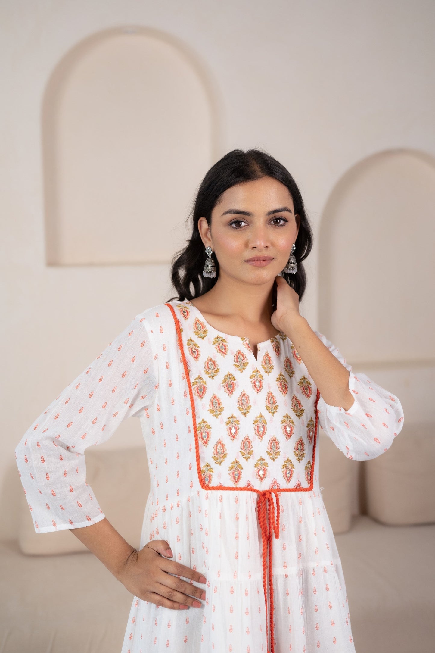White Indo-western Dress for Women