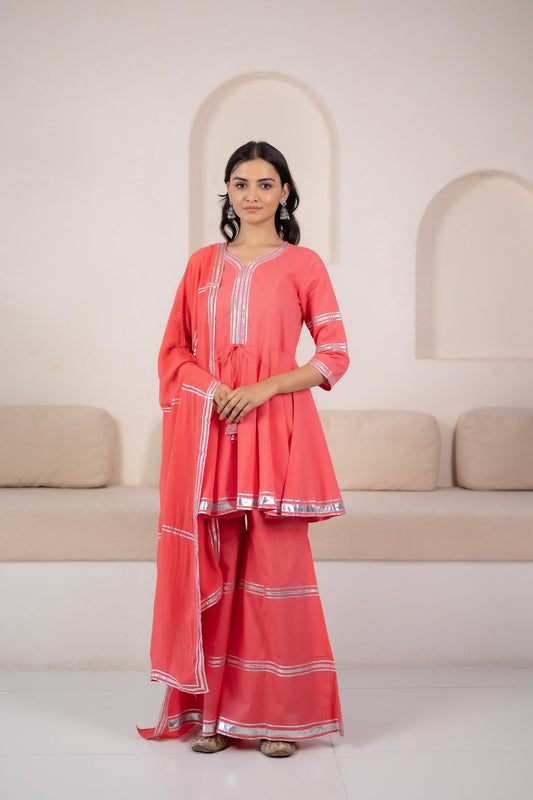 Womenâ€™s Pink sharara set for women by Myshka