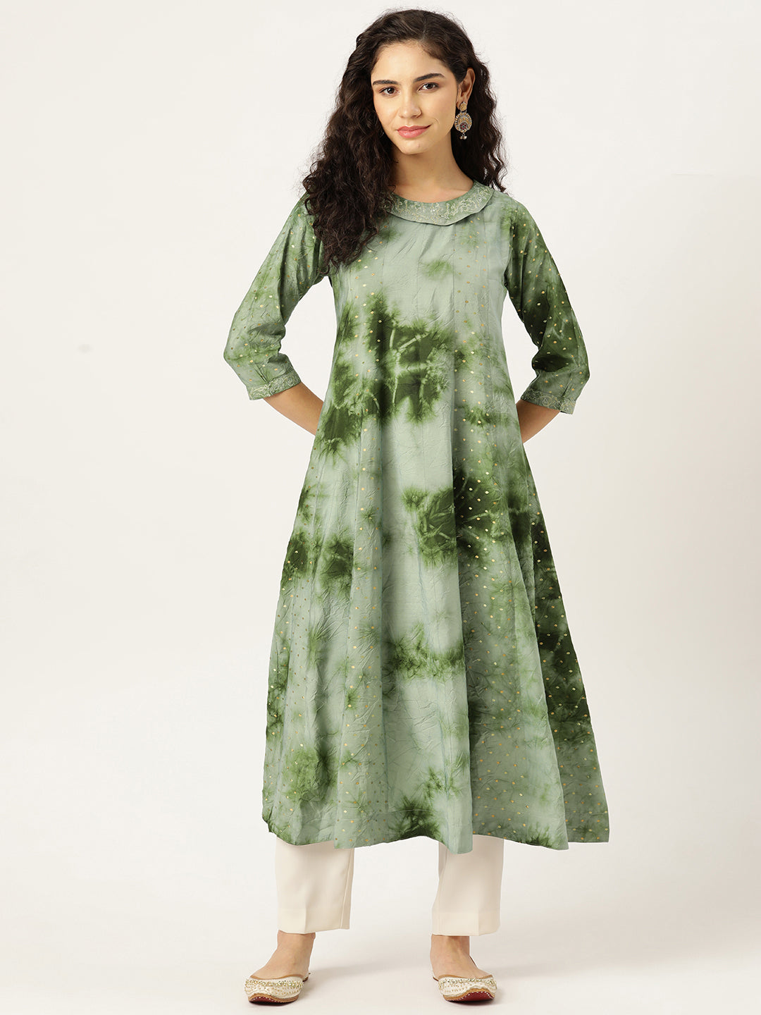 Women's Flared A-Line Dress (Green)