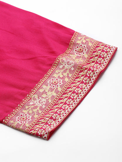 Women's Rani Rayon Panelled Printed A-Line Kurta Trouser Set With Dupatta