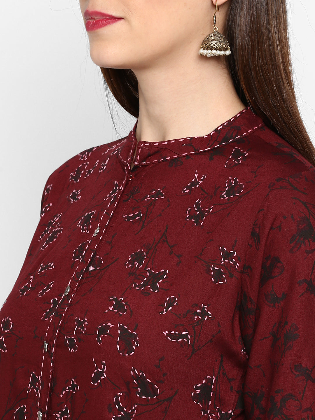 Women's Dark Purple Color Rayon Straight Kurta Only