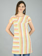 Women's Multi Cotton Printed Short Sleeve Round Neck Casual Top
