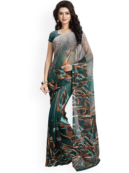 Women's Green Georgette Printed Saree