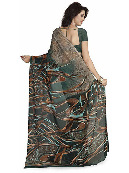 Women's Green Georgette Printed Saree