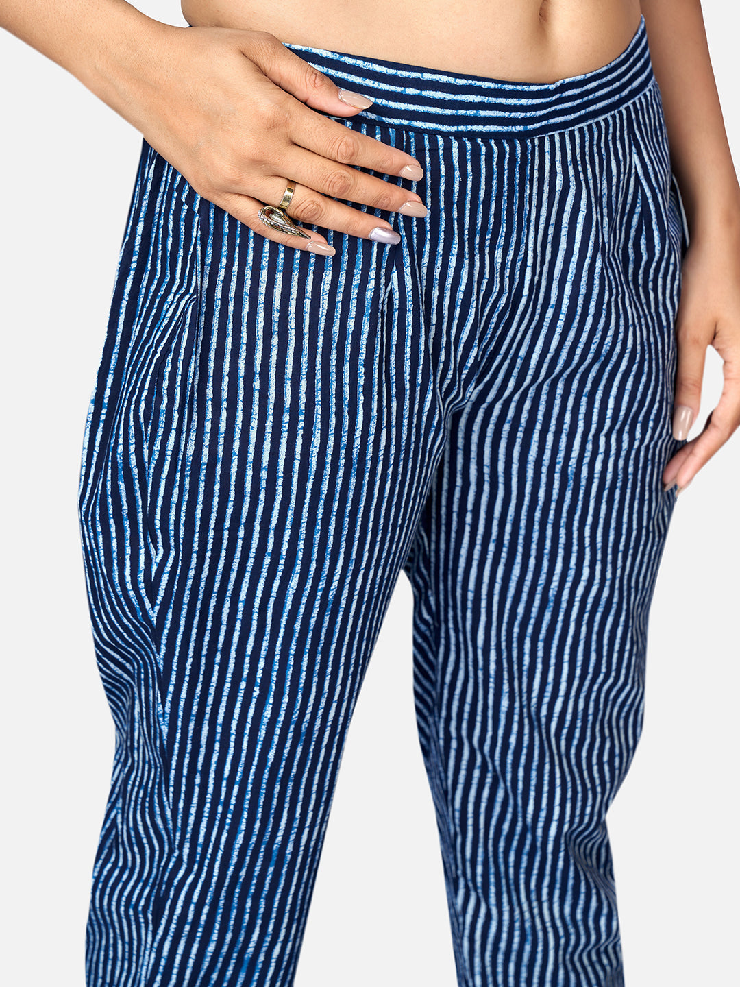 Women's Shibori Print & Sequence Straight Cotton Blue Kurta Pant With Dupatta (3Pcs Set)