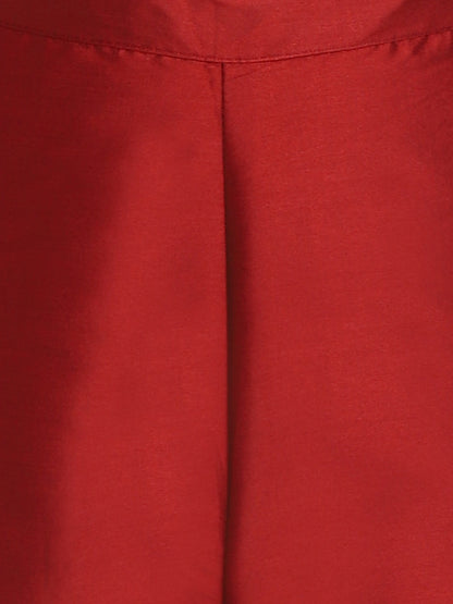 Women's Maroon Color Polyster blend Self Design Kurta Pant With Dupatta