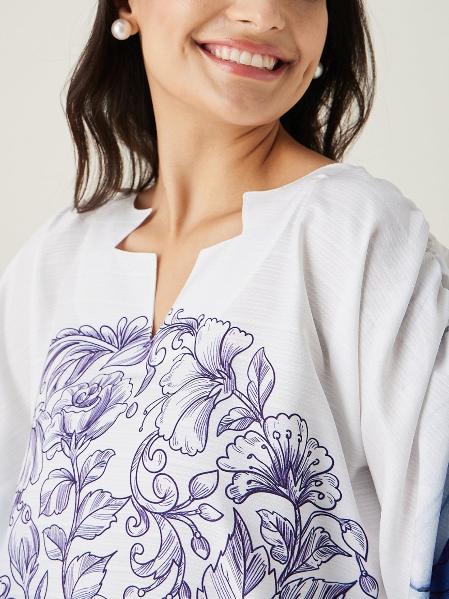 Women's Blue Tranquil Mandala Resort Kaftan with Elasticated Shoulder Detailing