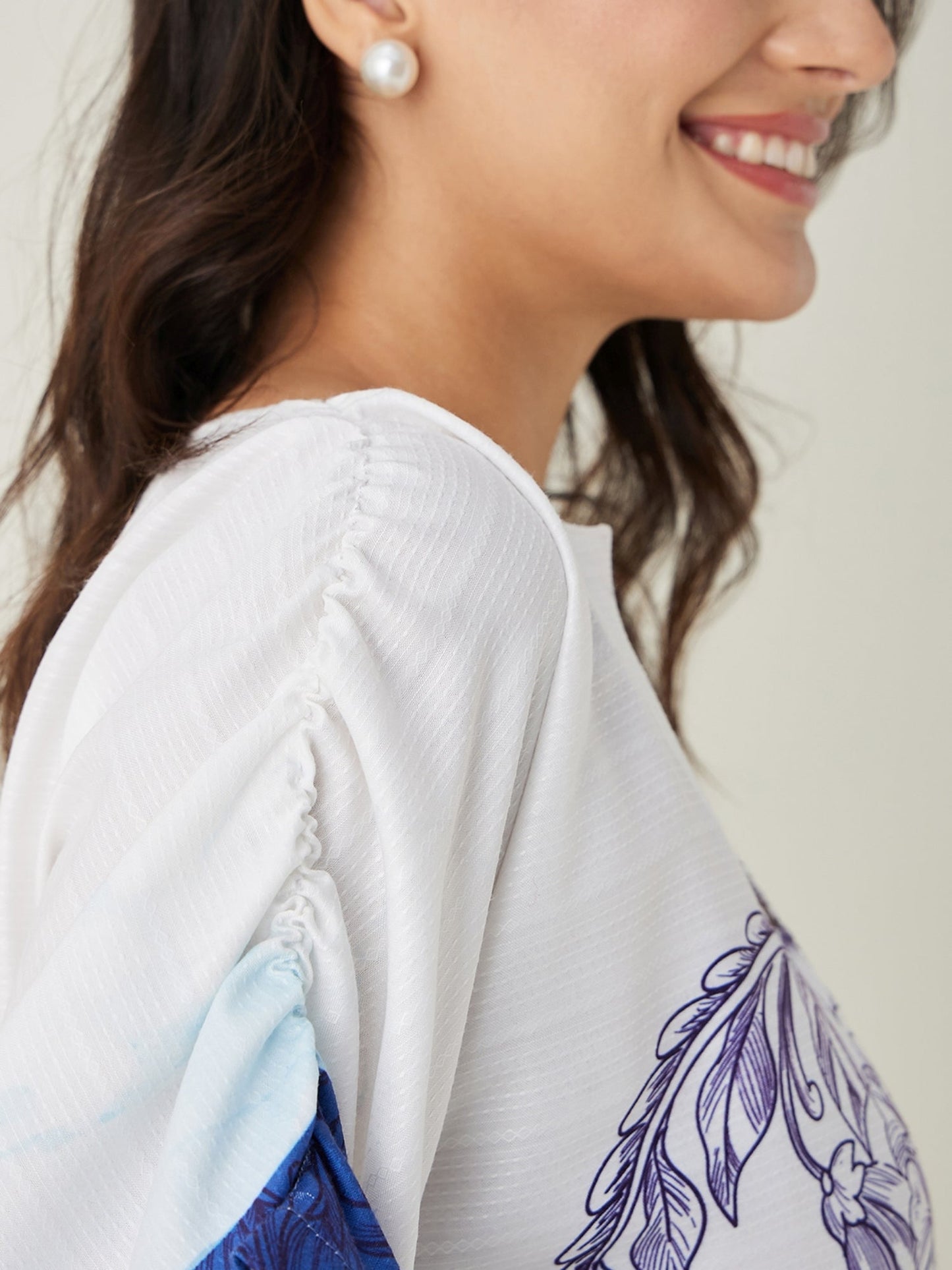 Women's Blue Tranquil Mandala Resort Kaftan with Elasticated Shoulder Detailing