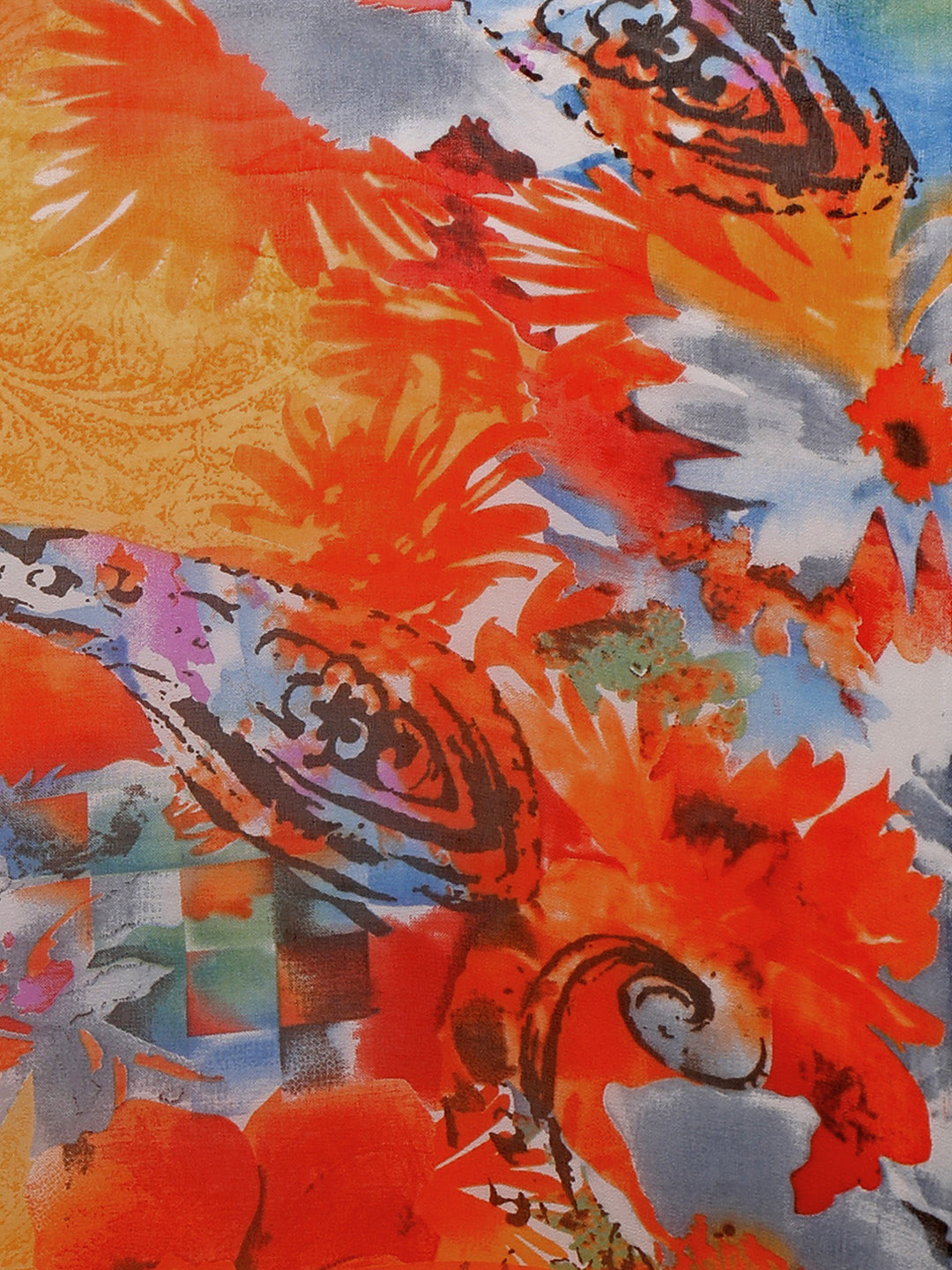 Women's Orange Georgette Printed Saree