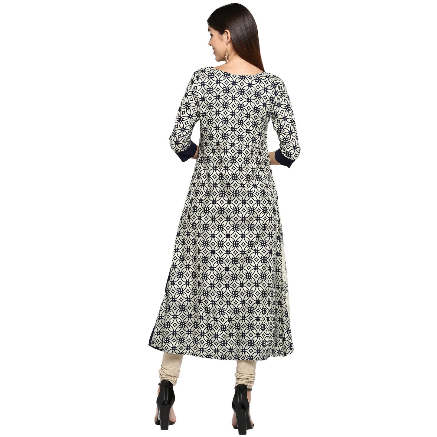 Women's Blue & White Rayon Straight Kurta By Vbuyz- (
