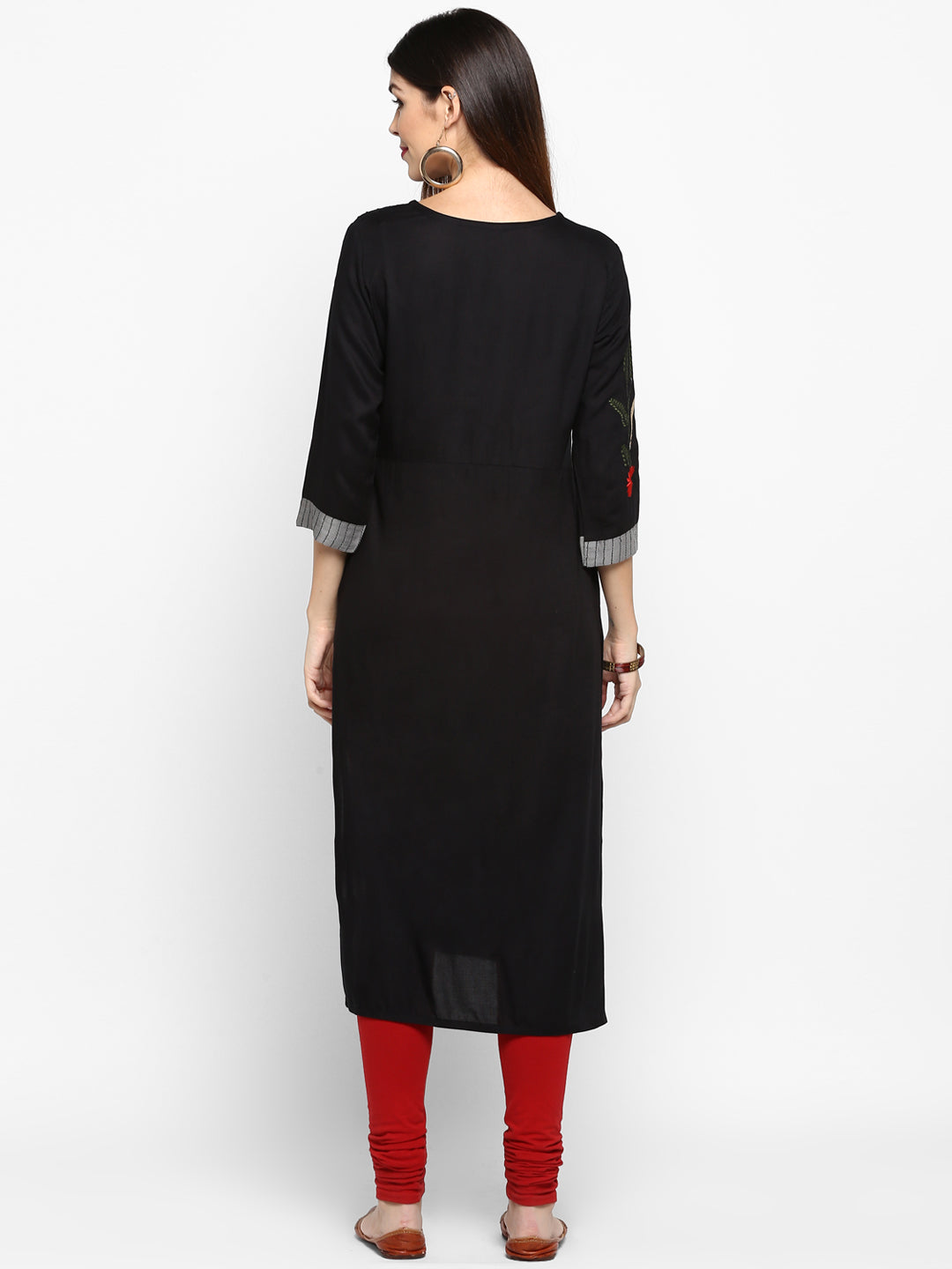 Women's Black Rayon Kurta By Vbu