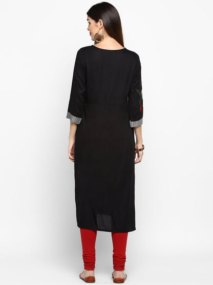 Women's Black Rayon Kurta By Vbu