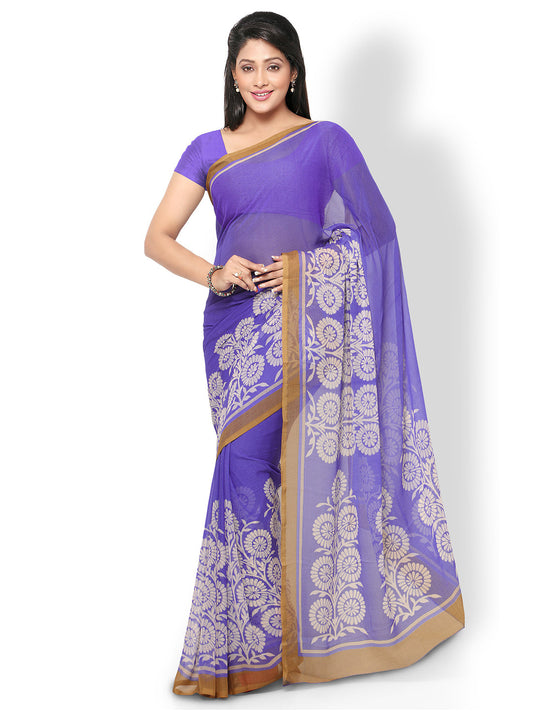 Women's Blue Georgette Printed Saree