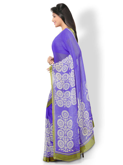Women's Blue Georgette Printed Saree