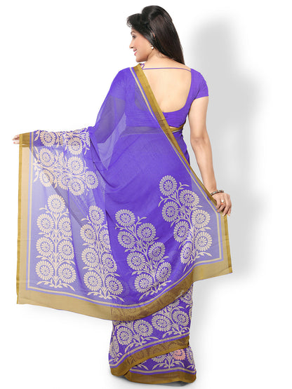 Women's Blue Georgette Printed Saree