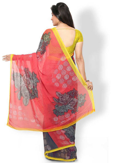 Women's Multicolor Chiffon Printed Saree