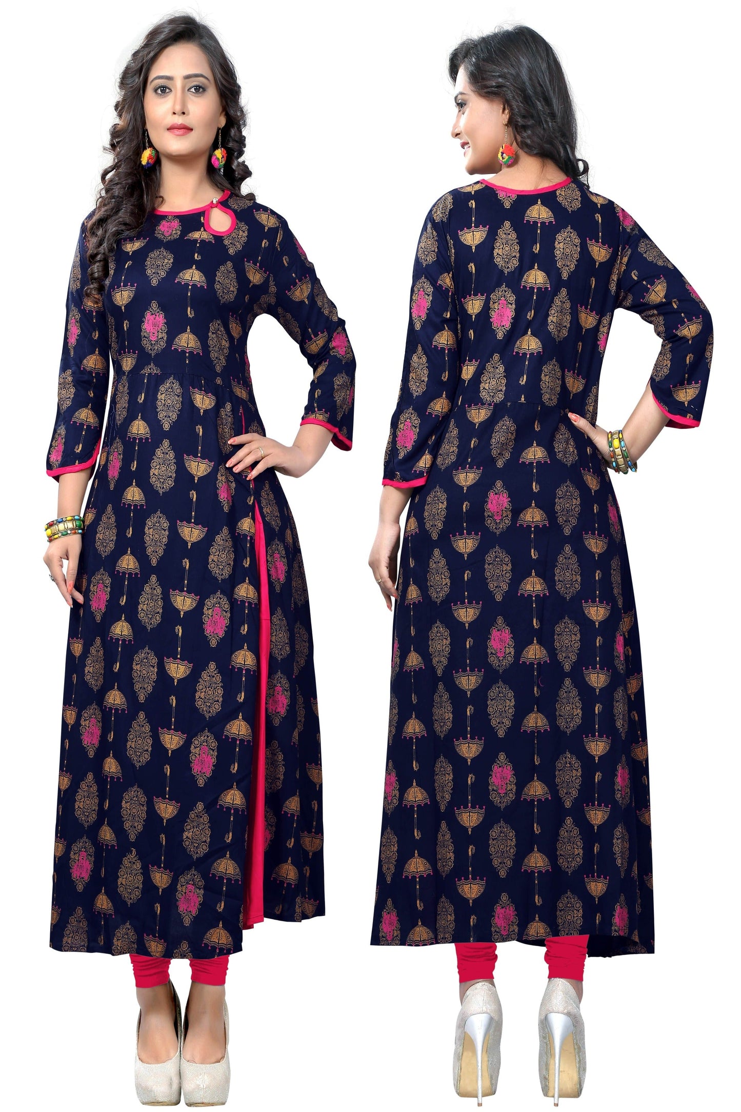 Women's Blue Rayon Kurta By Vbu