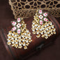 Women's 18k Black gold plated handcrafted kundan studded floral drop earrings