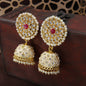 Women's 18k gold plated floral handcrafted cream meenakari jhumka earring e2925cr