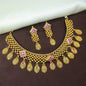 Women's 18K Gold Plated Traditional Brass Jewellery Set Glided with Uncut Polki Kundan