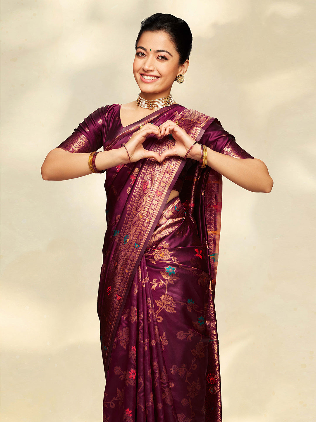 Women's Wine Banarasi Silk Saree