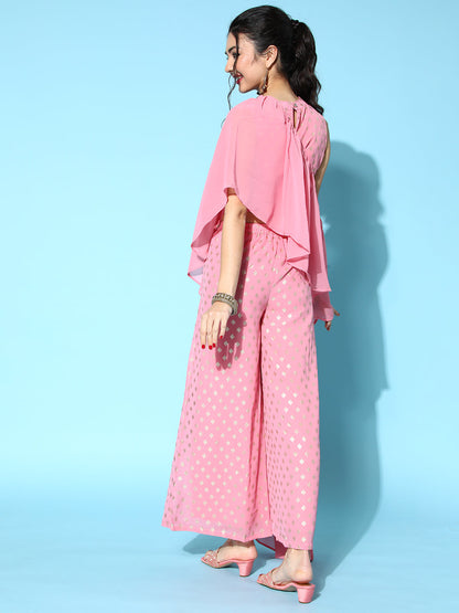 Women's Peach Palazzo Saree