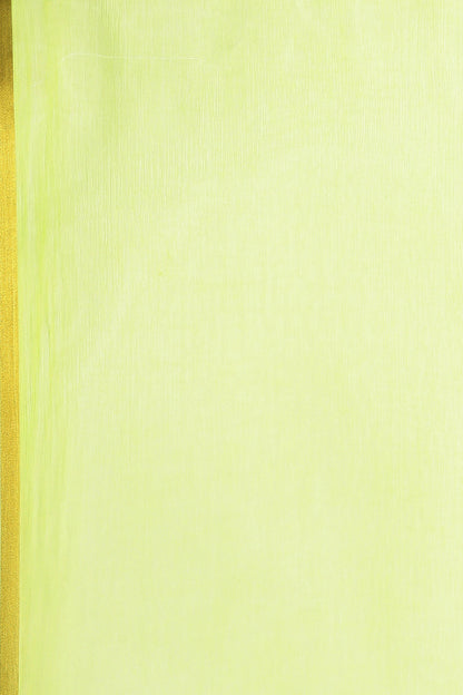 Women's Malavika Mohanan In Lime Green Hand Dyed Plain Chiffon Saree With Hand Block Printed Blouse