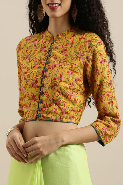 Women's Malavika Mohanan In Lime Green Hand Dyed Plain Chiffon Saree With Hand Block Printed Blouse