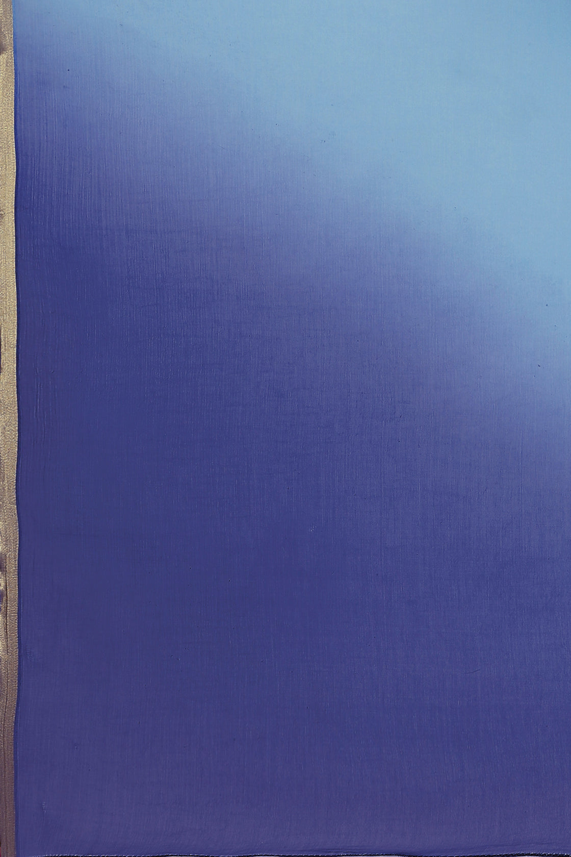 Women's Blue Shaded Hand Dyed Chiffon Saree With Hand Block Printed Blouse