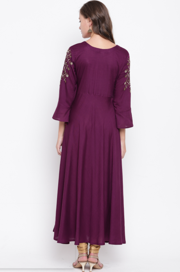 Women's Purple Rayon Anarkali Kurta By Vbuyz (