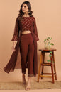 Women's Brown Georgette Top With Pa