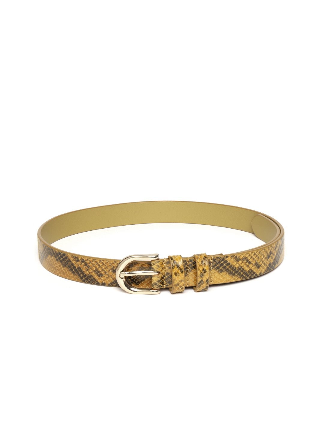 Women's Mustard Snake Skin Leather Belt