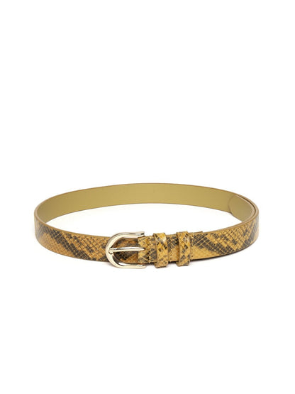Women's Mustard Snake Skin Leather Belt