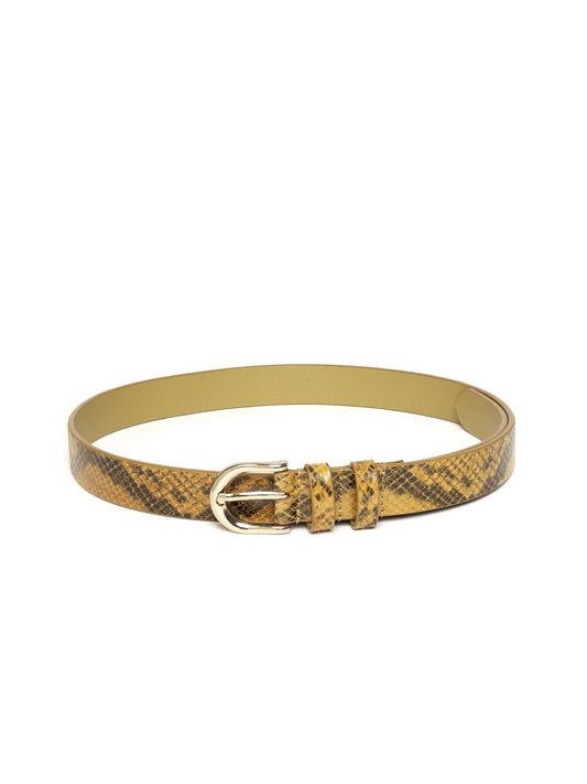 Women's Mustard Snake Skin Leather Belt