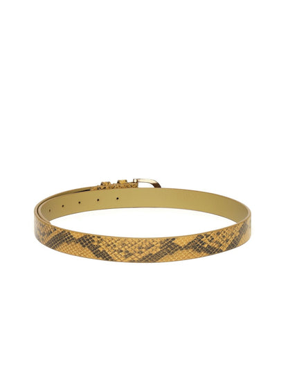 Women's Mustard Snake Skin Leather Belt