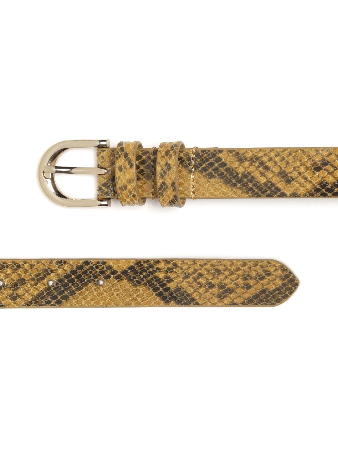 Women's Mustard Snake Skin Leather Belt