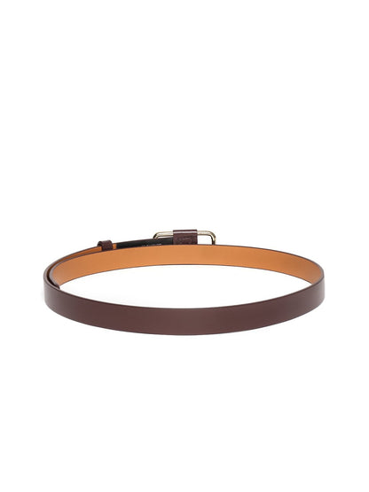 Women's Brown Slider Buckle Slim Leather Belt
