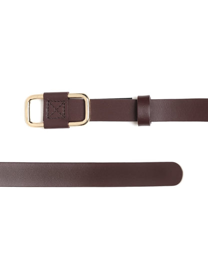 Women's Brown Slider Buckle Slim Leather Belt