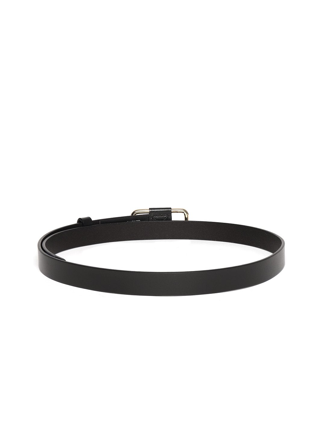 Women's Black Slider Buckle Slim Leather Belt