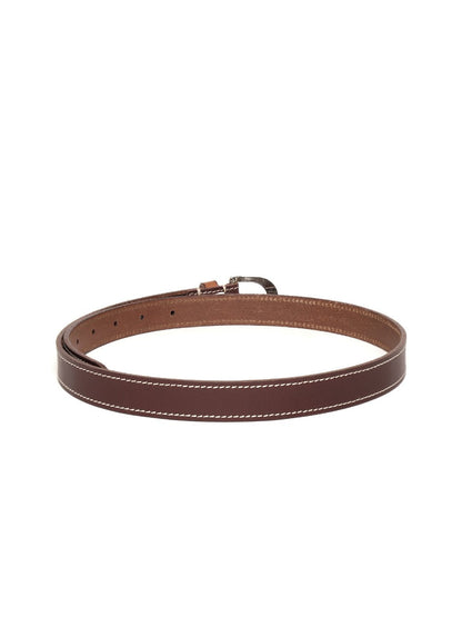 Women's Burgundy Stitch Detail Leather Belt