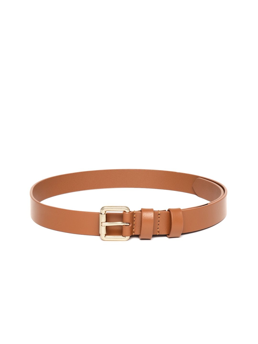 Women's Tan Brown Double Loop Leather Belt