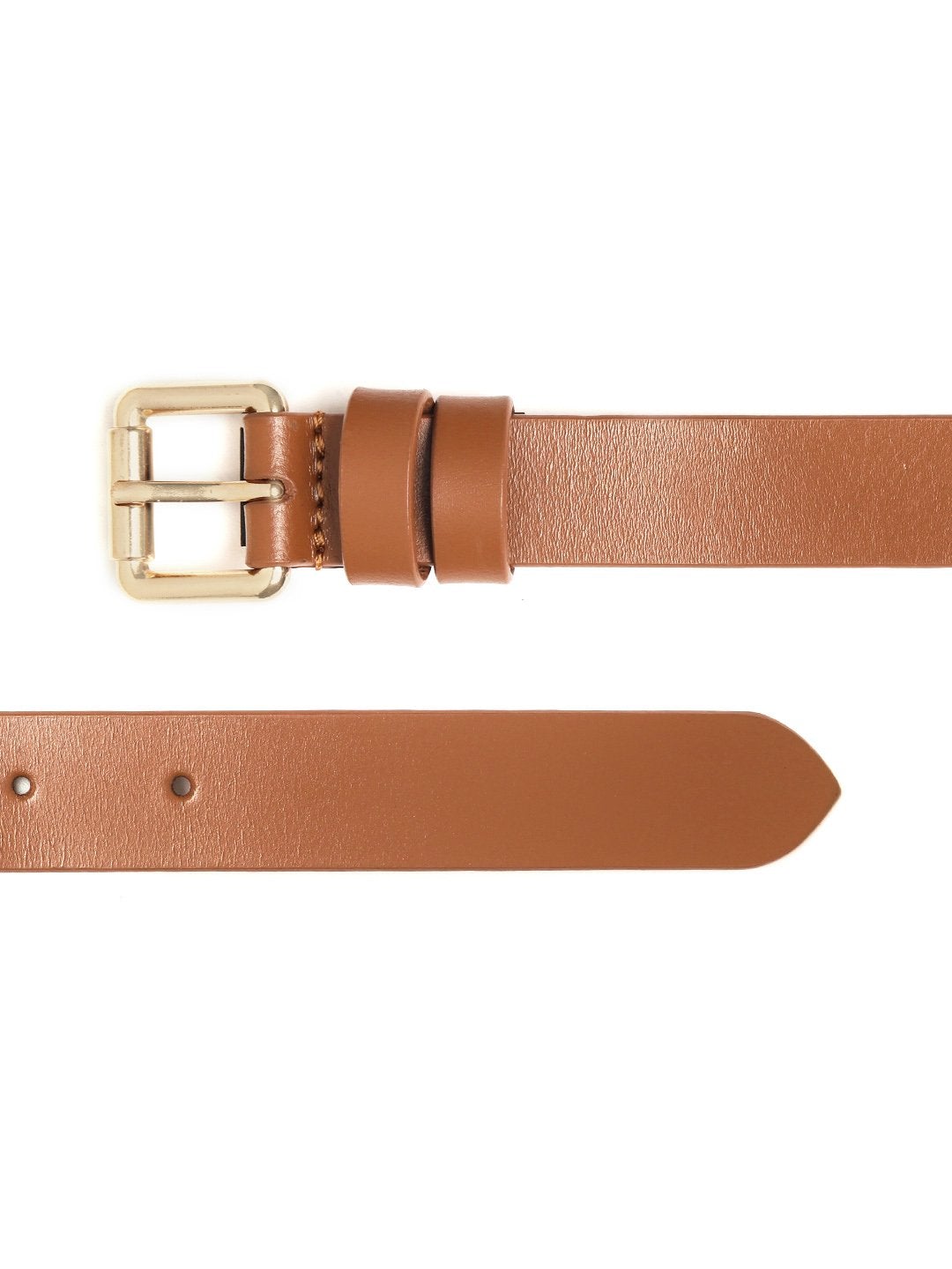 Women's Tan Brown Double Loop Leather Belt